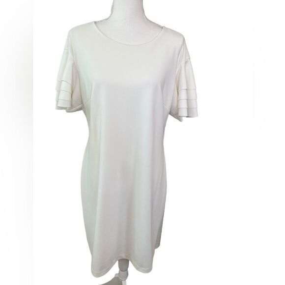 Vince Camuto Size 12 White Dress with Bell Sleeves - Picture 1 of 10